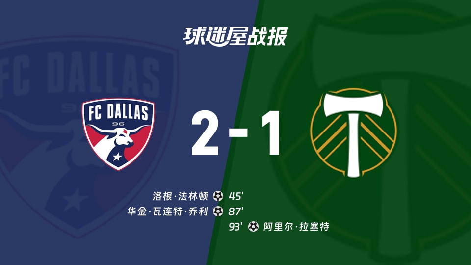【美职联联赛第25轮】达拉斯FCvs波特兰伐木工比赛结果:达拉斯FC(2-1)波特兰伐木工比分战报(2026年09月13日)