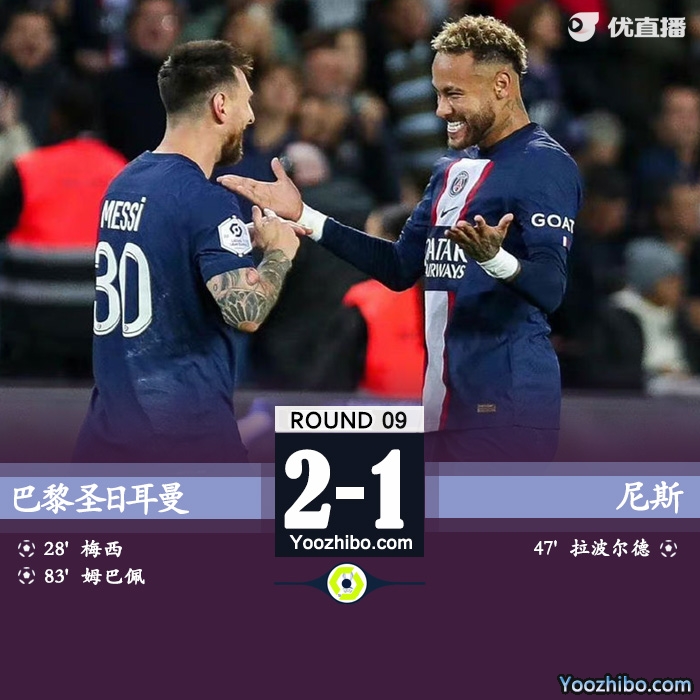 巴黎圣日耳曼主场2-1战胜尼斯