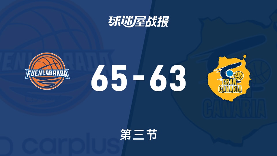 富恩拉布雷达vs大加那利：三节结束，富恩拉布雷达65-63大加那利