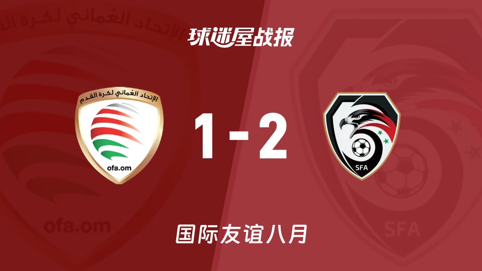 【国际友谊八月】阿曼U20vs叙利亚U20比赛结果：阿曼U20(1-2)叙利亚U20比分战报(2026年08月16日)