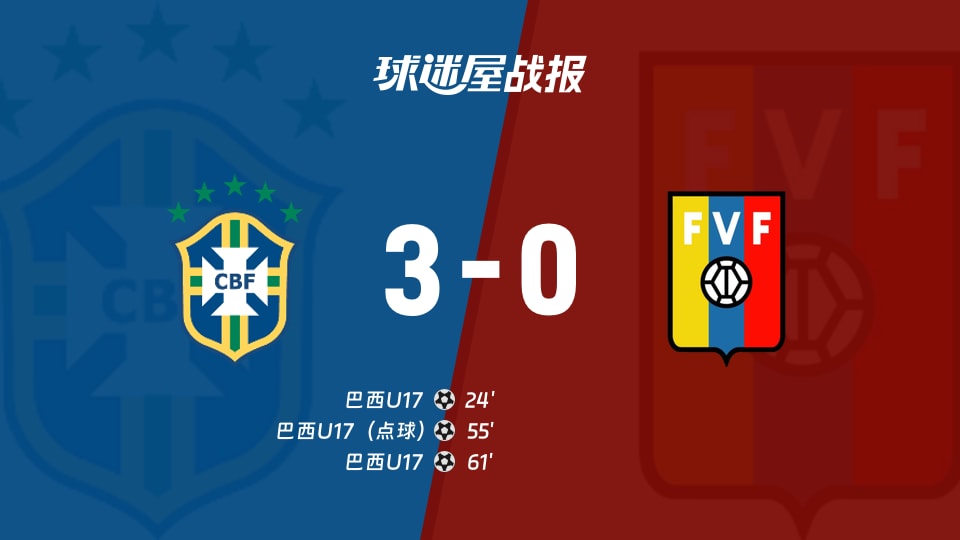 【国际友谊八月】巴西U17vs委内瑞拉U17比赛结果：巴西U17(3-0)委内瑞拉U17比分战报(2026年08月23日)