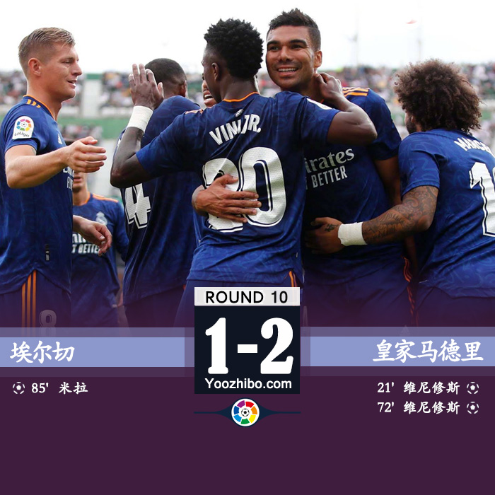 皇马2-1埃尔切 维尼修斯梅开二度卡塞米罗致命失误