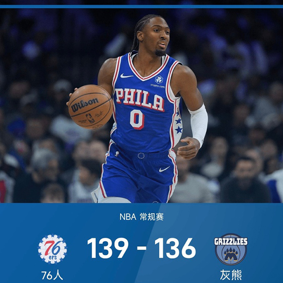 12月31日 NBA常规赛 76人vs灰熊 全场录像及集锦