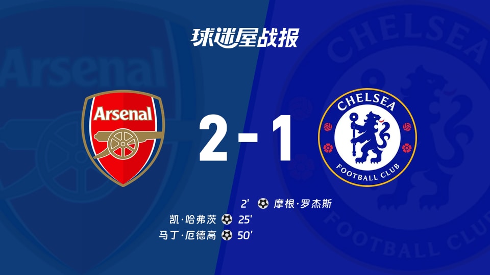 【英超联赛第3轮】阿森纳vs切尔西比赛结果:阿森纳(2-1)切尔西比分战报(2026年09月06日)
