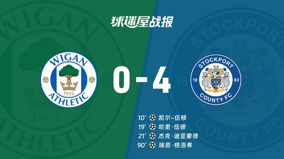 【英甲联赛第5轮】维冈竞技vs斯托克港比赛结果:维冈竞技(0-4)斯托克港比分战报(2026年09月05日)