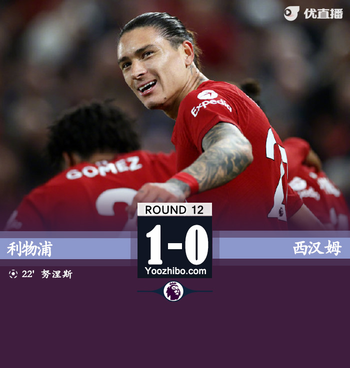 利物浦1-0西汉姆联