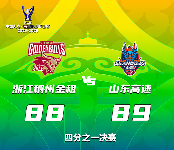 CBA俱乐部杯-山东89-88险胜浙江晋级杯赛四强，陈林坚19+6，吴前14+5