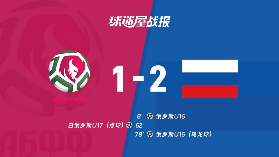 【国际友谊九月】白俄罗斯U17vs俄罗斯U16比赛结果：白俄罗斯U17(1-2)俄罗斯U16比分战报(2026年09月25日)