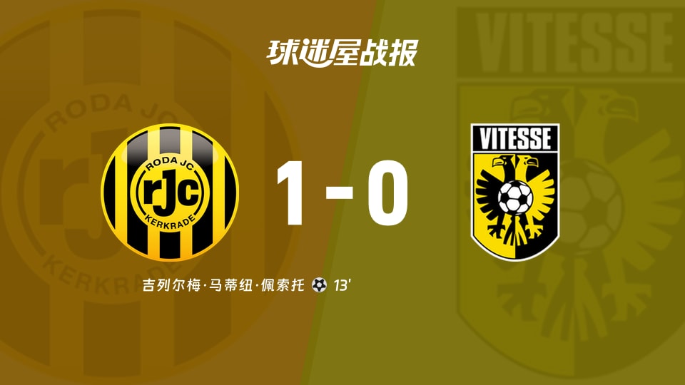 【荷乙联赛第6轮】罗达JCvs维特斯比赛结果：罗达JC(1-0)维特斯比分战报(2026年09月12日)