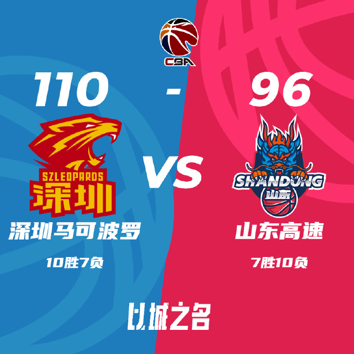 深圳110-96大胜山东 贺希宁29+8+7+6 沈梓捷14+14 吉伦沃特33分