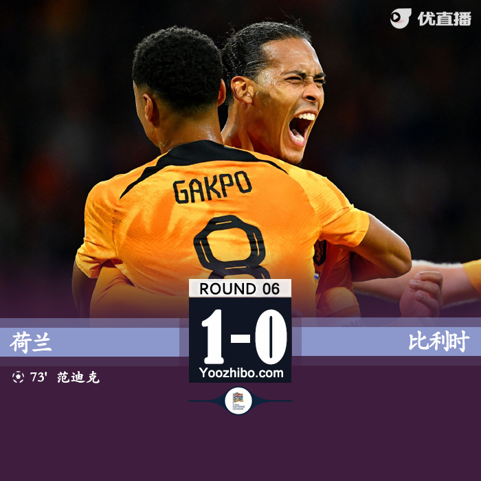 荷兰1-0比利 范迪克制胜阿扎尔伤退