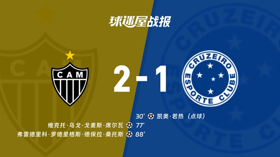 【巴西杯1/4决赛】米内罗竞技vs克鲁塞罗比赛结果:米内罗竞技(2-1)克鲁塞罗比分战报(2026年09月02日)
