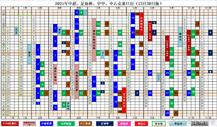 2021中国足球赛历