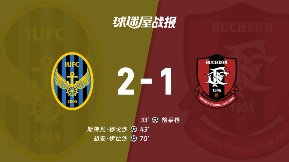【韩K联联赛第28轮】仁川联vs富川FC比赛结果：仁川联(2-1)富川FC比分战报(2026年09月08日)
