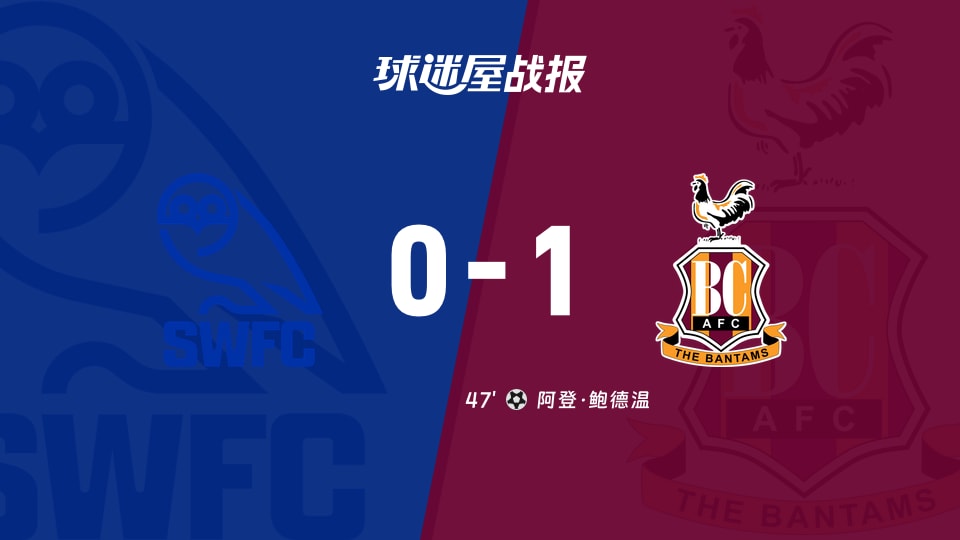 【英甲联赛第2轮】谢周三vs布拉德福德比赛结果：谢周三(0-1)布拉德福德比分战报(2026年08月21日)