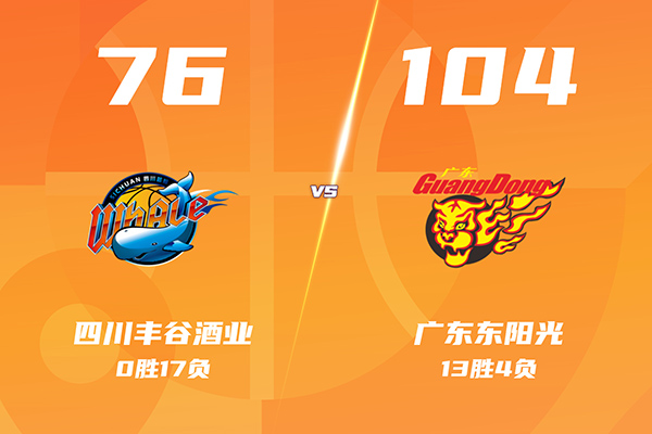 广东104-76大胜四川，奎因36+11+6+6，胡明轩26分
