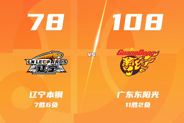 广东108-78大胜辽宁，奎因30分，萨姆纳27+6