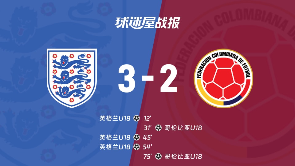 【国际友谊九月】英格兰U18vs哥伦比亚U18比赛结果:英格兰U18(3-2)哥伦比亚U18比分战报(2026年09月25日)