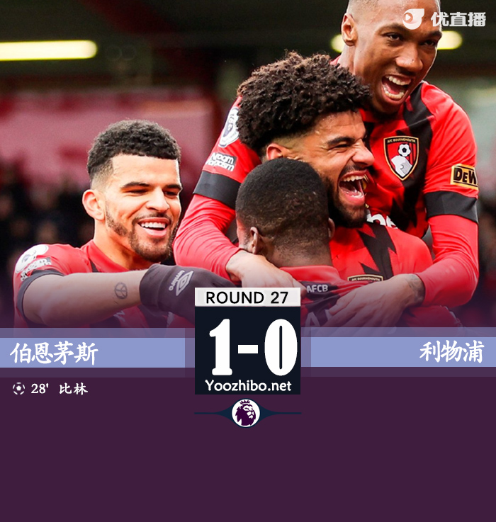 利物浦0-1伯恩茅斯