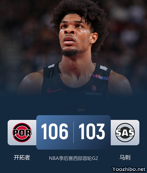 开拓者逆转马刺扳平大比分 亨德森31分 霍勒迪16+9 卡斯尔18+8 文班脑震荡伤退