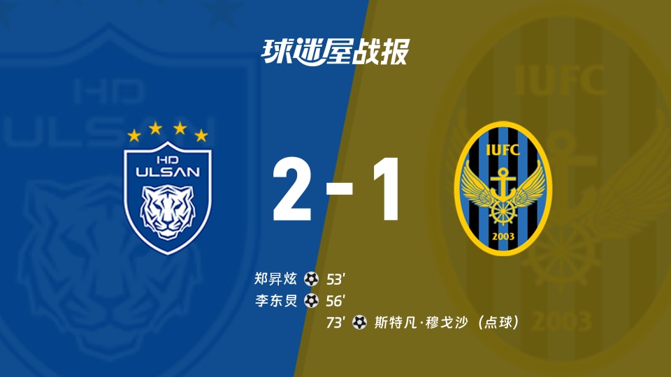 【韩K联联赛第29轮】蔚山HDvs仁川联比赛结果：蔚山HD(2-1)仁川联比分战报(2026年09月12日)