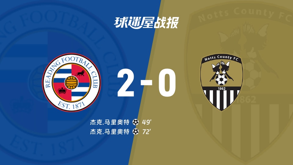 【英甲联赛第7轮】雷丁vs诺茨郡比赛结果：雷丁(2-0)诺茨郡比分战报(2026年09月19日)