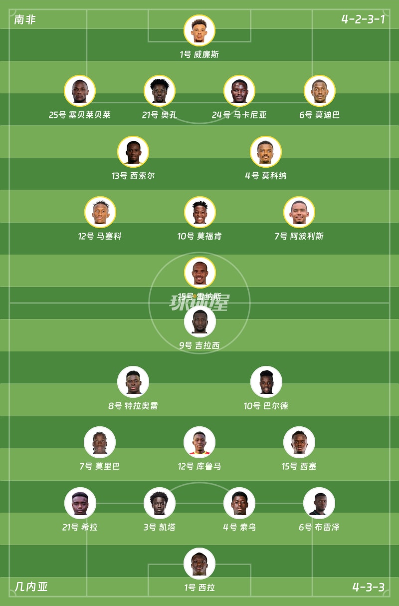 南非vs几内亚首发阵容