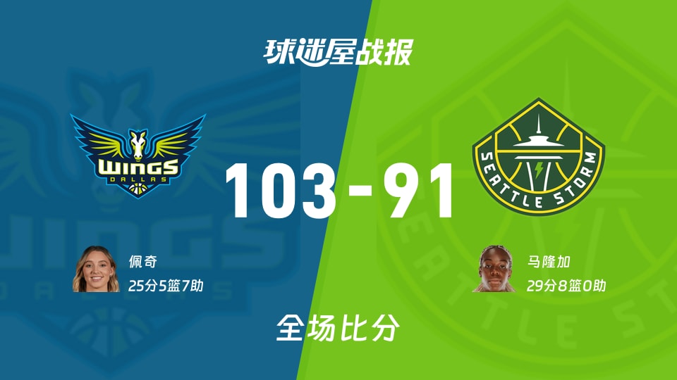 WNBA常规赛:飞翼以103-91战胜风暴,佩奇25+5+7