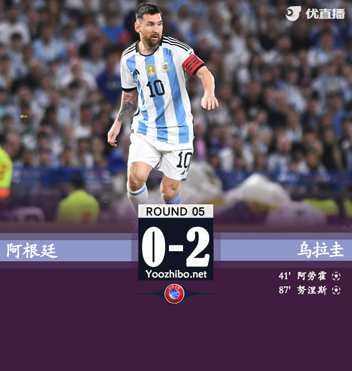 阿根廷0-2乌拉圭仍居榜首