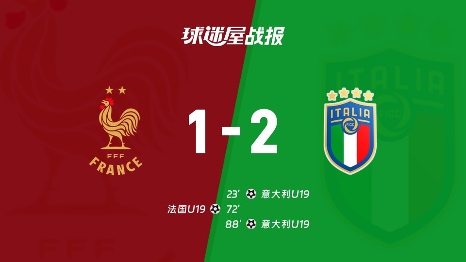 【国际友谊九月】法国U19vs意大利U19比赛结果：法国U19(1-2)意大利U19比分战报(2026年09月25日)