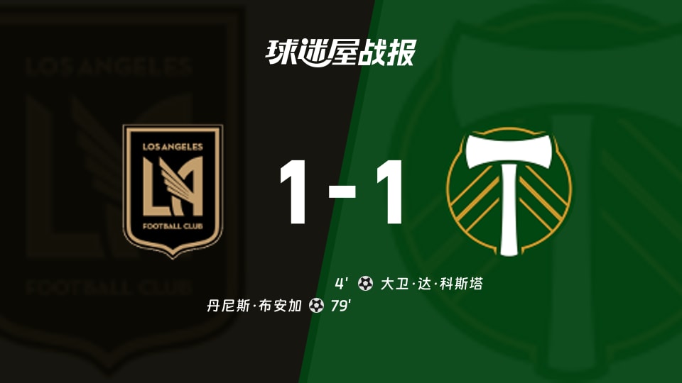 【美职联联赛第21轮】洛杉矶FCvs波特兰伐木工比赛结果:洛杉矶FC(1-1)波特兰伐木工比分战报(2026年08月23日)