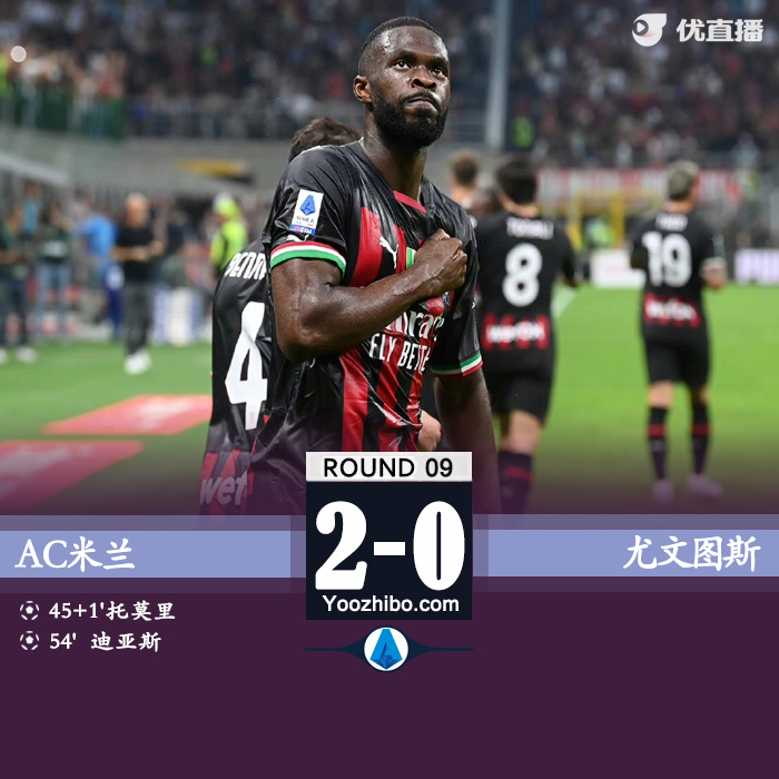 米兰2-0尤文暂时升到积分榜第二位