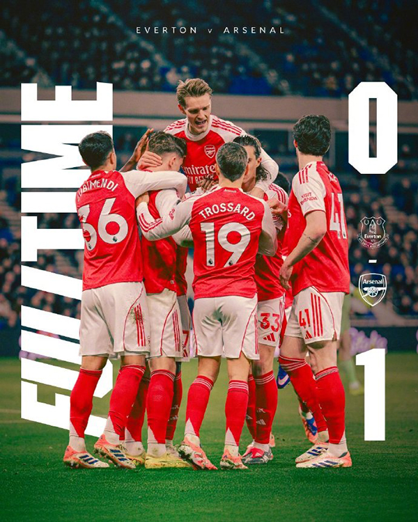 英超-阿森纳1-0埃弗顿 约克雷斯点射 特罗萨德中柱