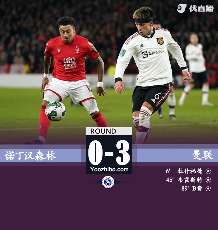 曼联3-0诺丁汉森林 拉什福德一条龙韦霍斯特处子球 