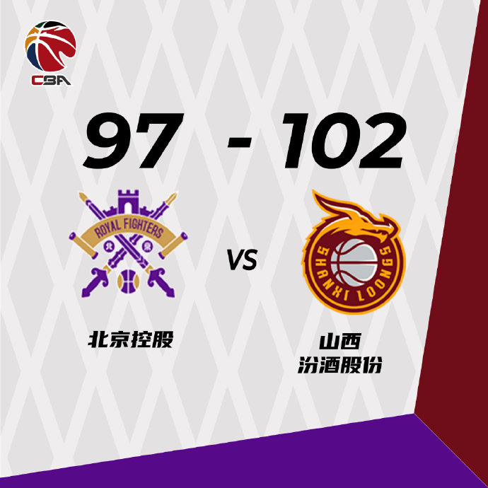 山西102-97险胜北控 费尔德36+9+12 原帅20分 张帆25分