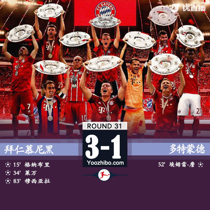 拜仁慕尼黑3-1战胜多特蒙德